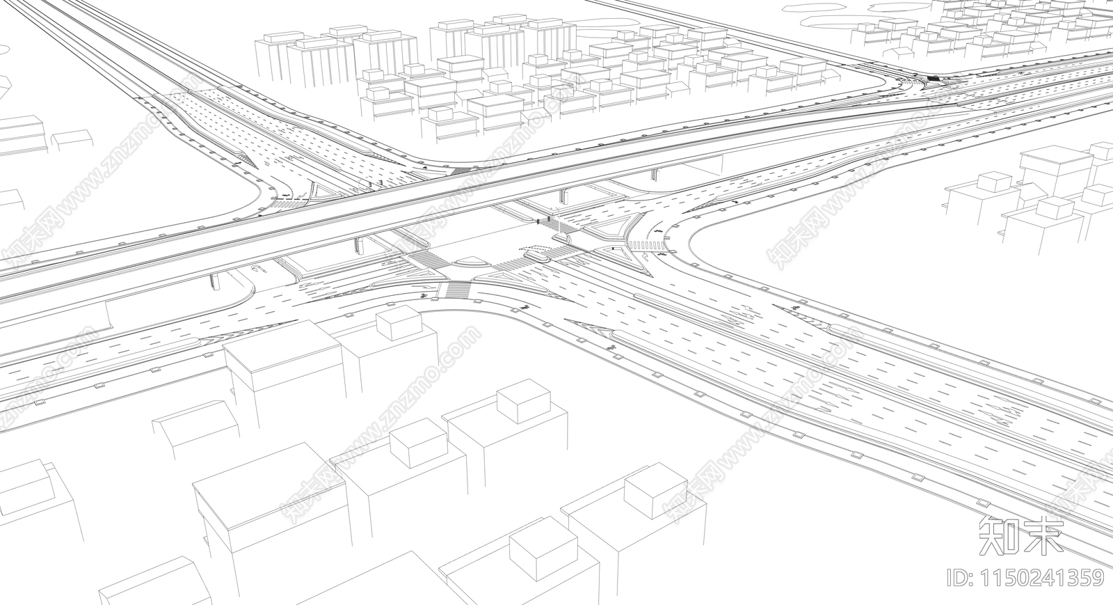 现代城市立交桥SU模型下载【ID:1150241359】