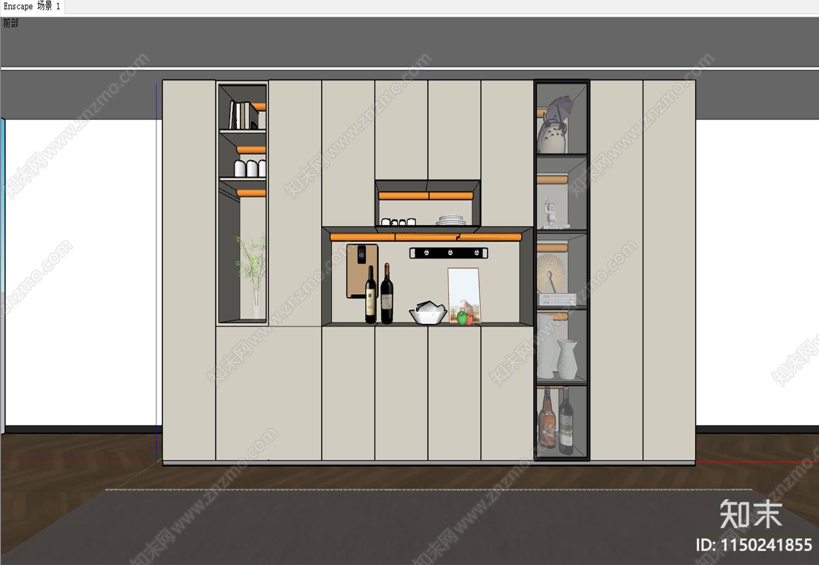 现代餐边柜SU模型下载【ID:1150241855】