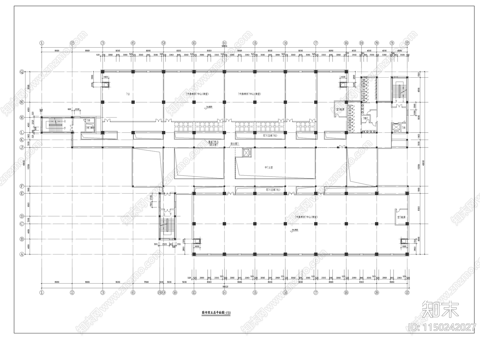 大学图书馆建筑方案cad施工图下载【ID:1150242027】