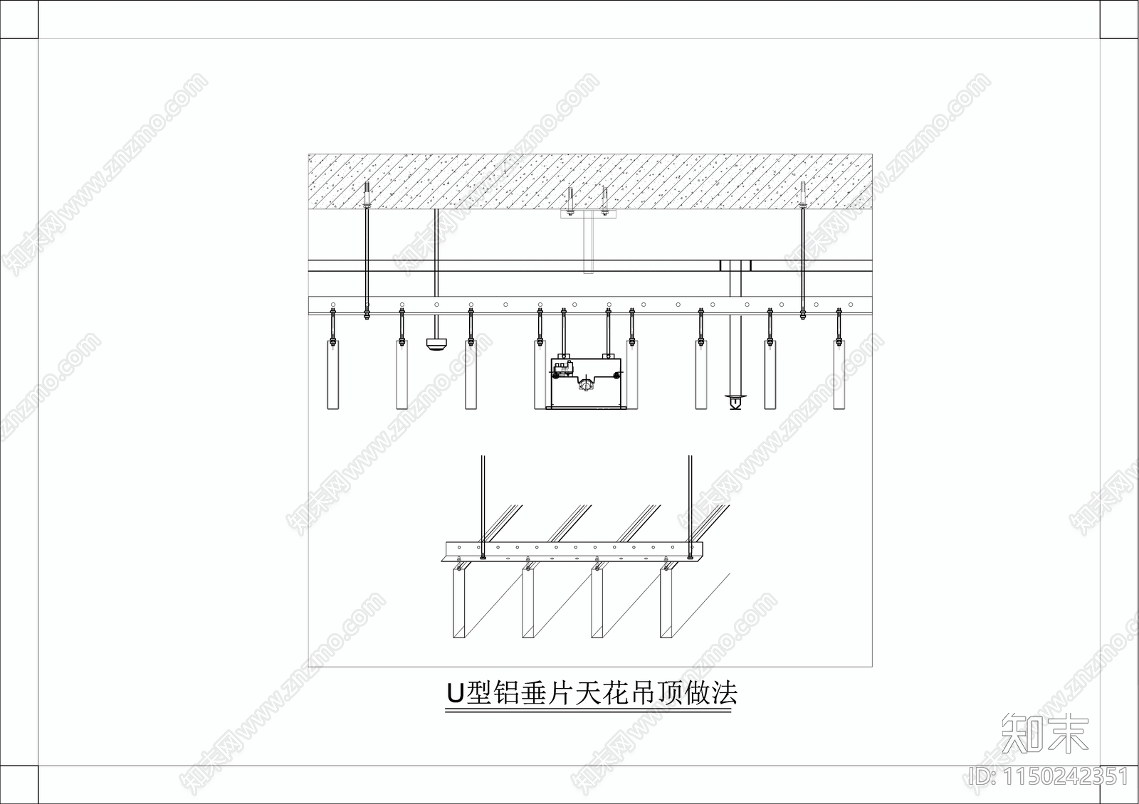 天花吊顶通用节点大样cad施工图下载【ID:1150242351】