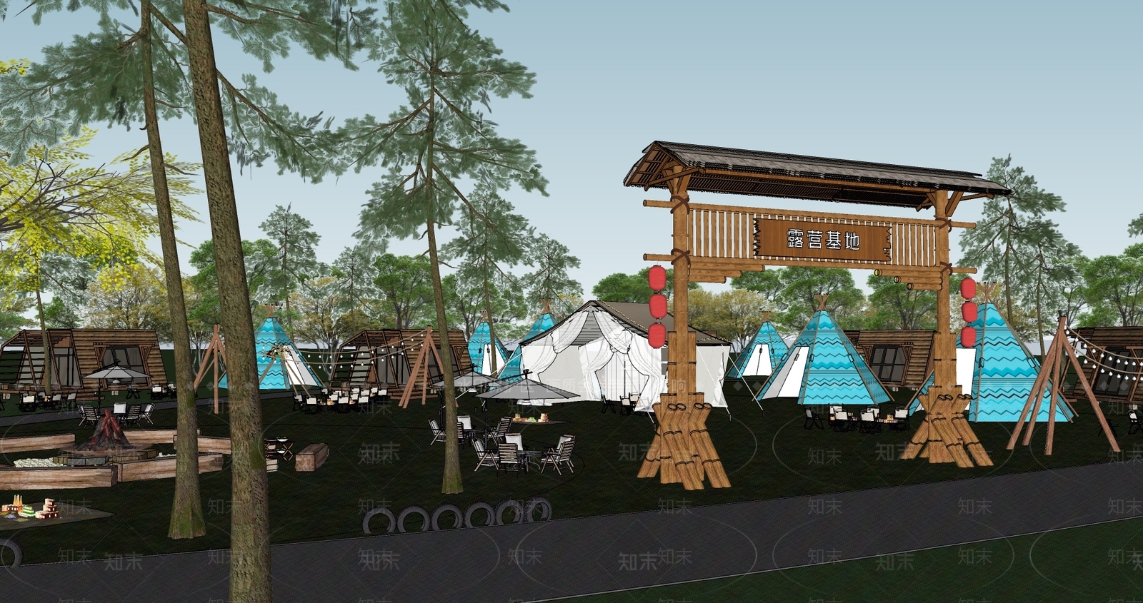 现代景观公园SU模型下载【ID:1150244080】