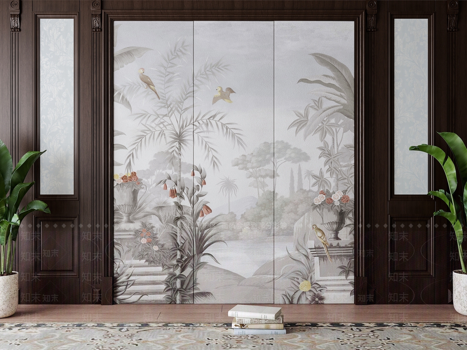 美式电视背景墙3D模型下载【ID:1150244388】