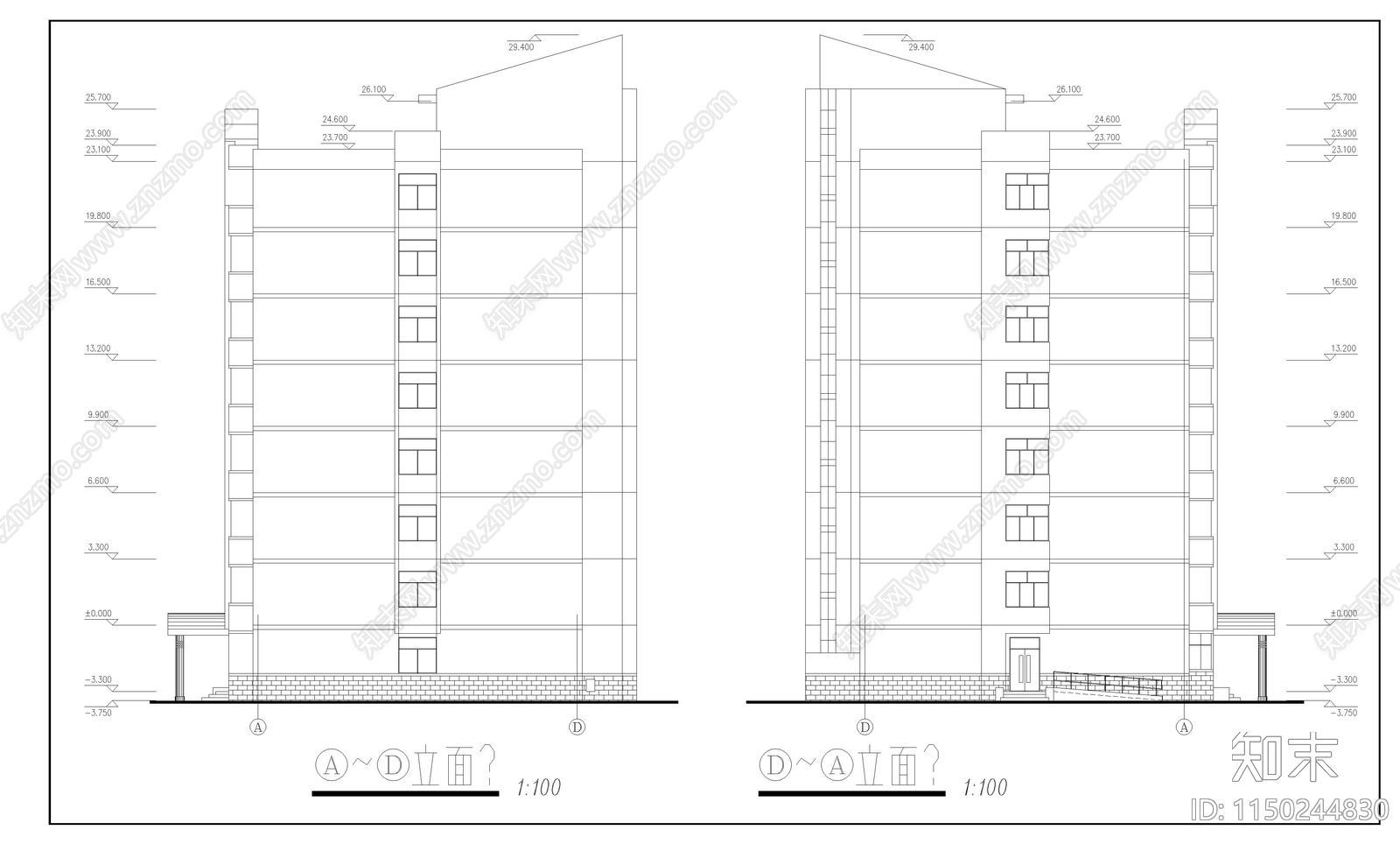 甘肃农业大学学生公寓建筑cad施工图下载【ID:1150244830】