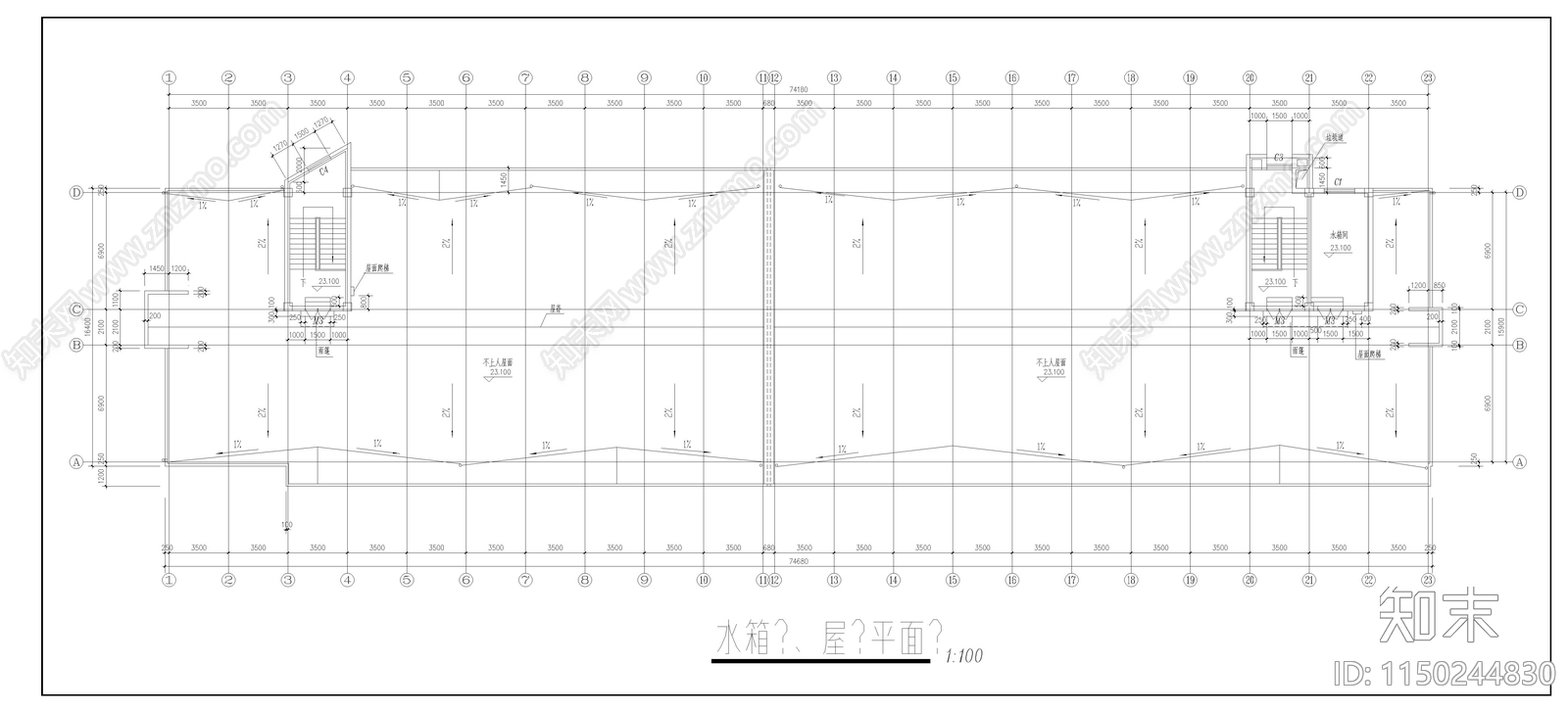 甘肃农业大学学生公寓建筑cad施工图下载【ID:1150244830】