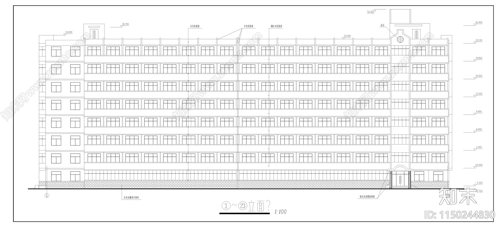 甘肃农业大学学生公寓建筑cad施工图下载【ID:1150244830】