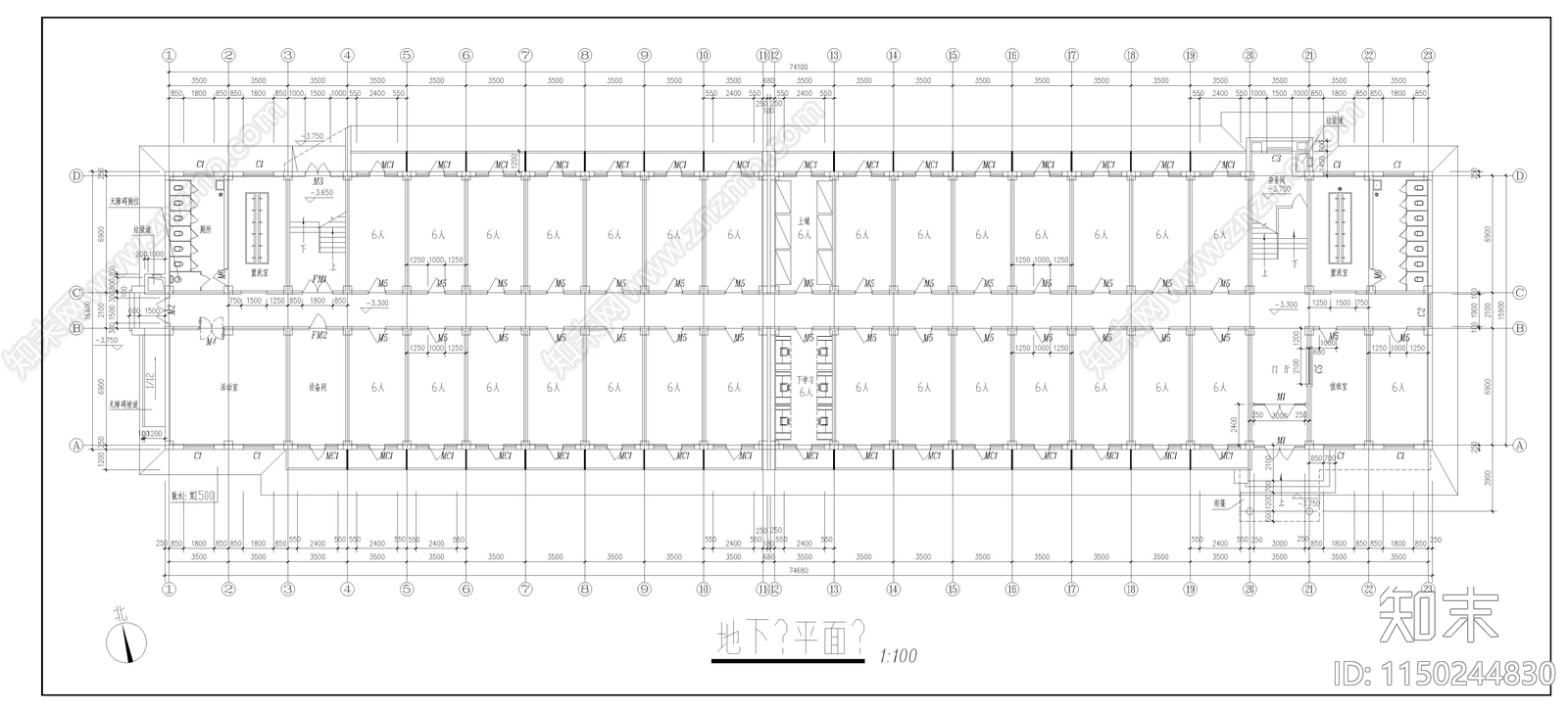 甘肃农业大学学生公寓建筑cad施工图下载【ID:1150244830】