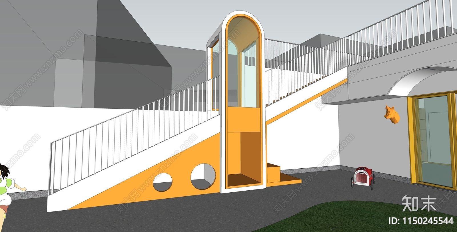 现代幼儿园户外娱乐区SU模型下载【ID:1150245544】