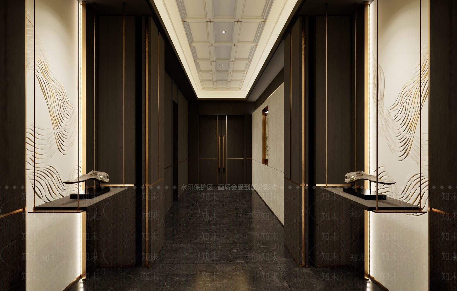 新中式酒店玄关SU模型下载【ID:1150246905】