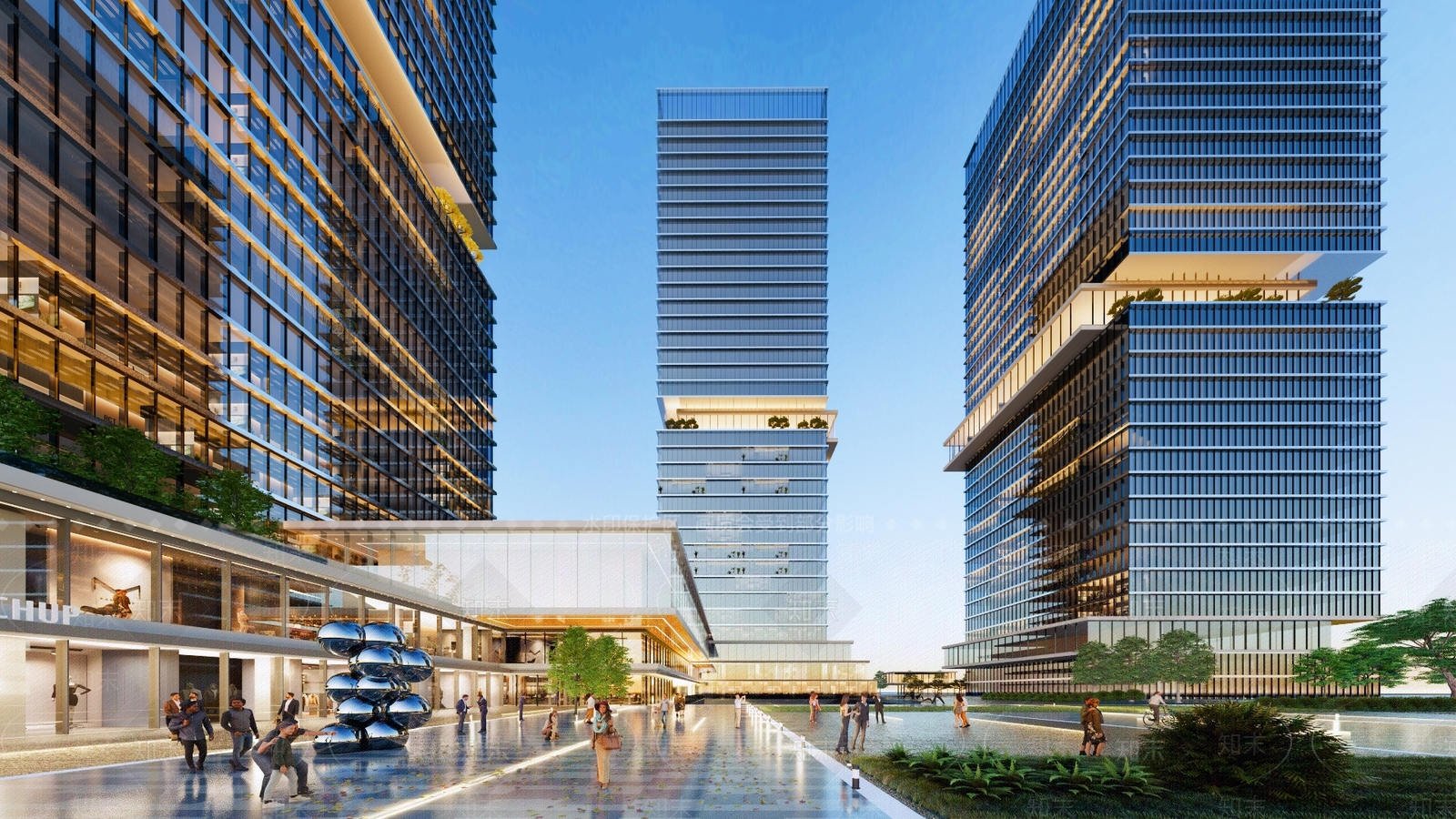 现代商业办公综合体SU模型下载【ID:1151663028】