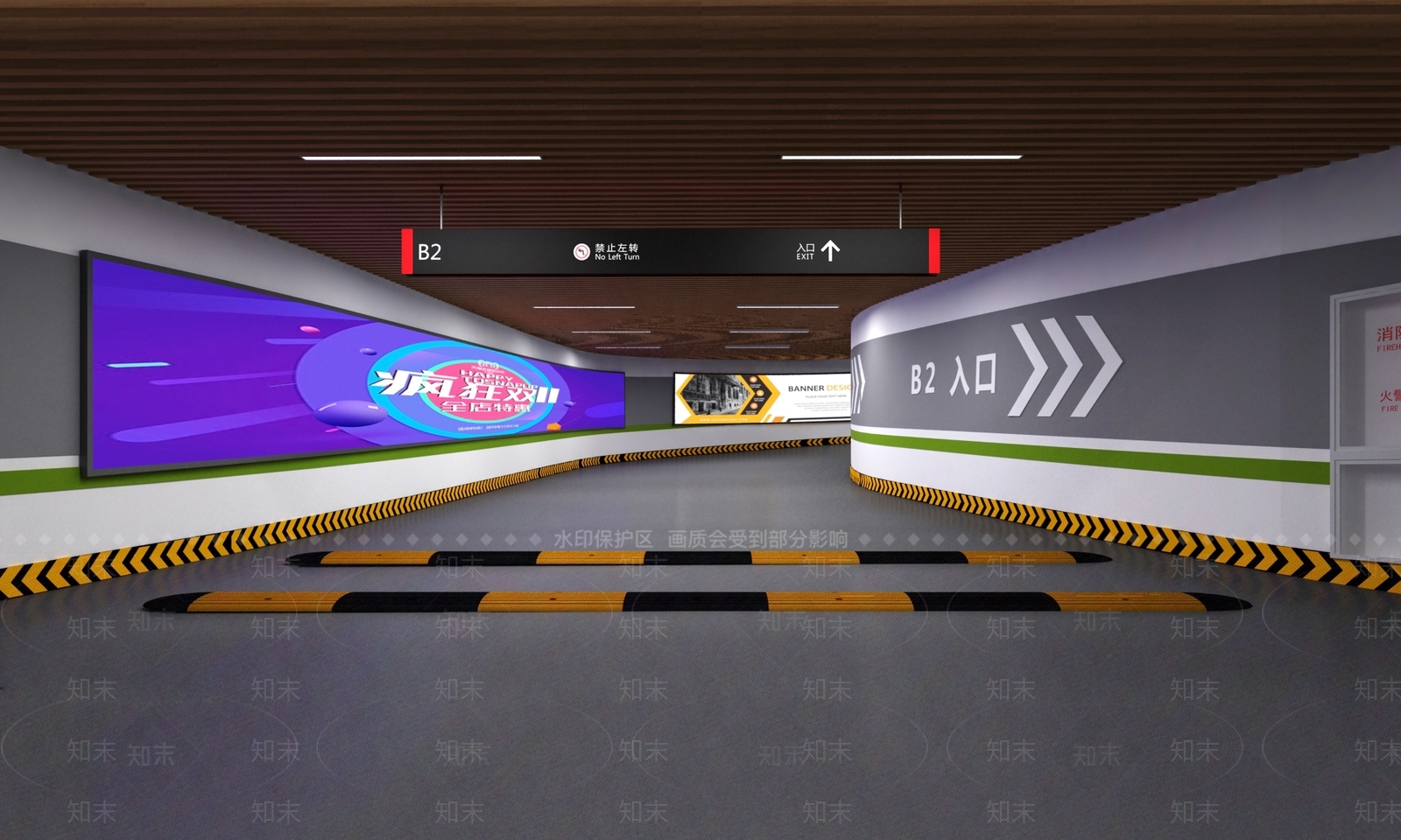 现代室内停车场3D模型下载【ID:1150250959】