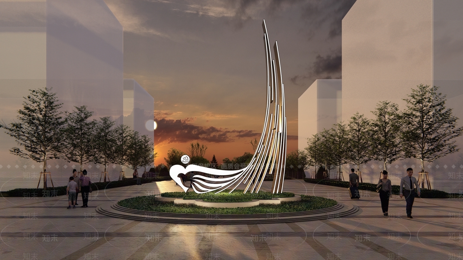 现代广场艺术雕塑SU模型下载【ID:1150251160】