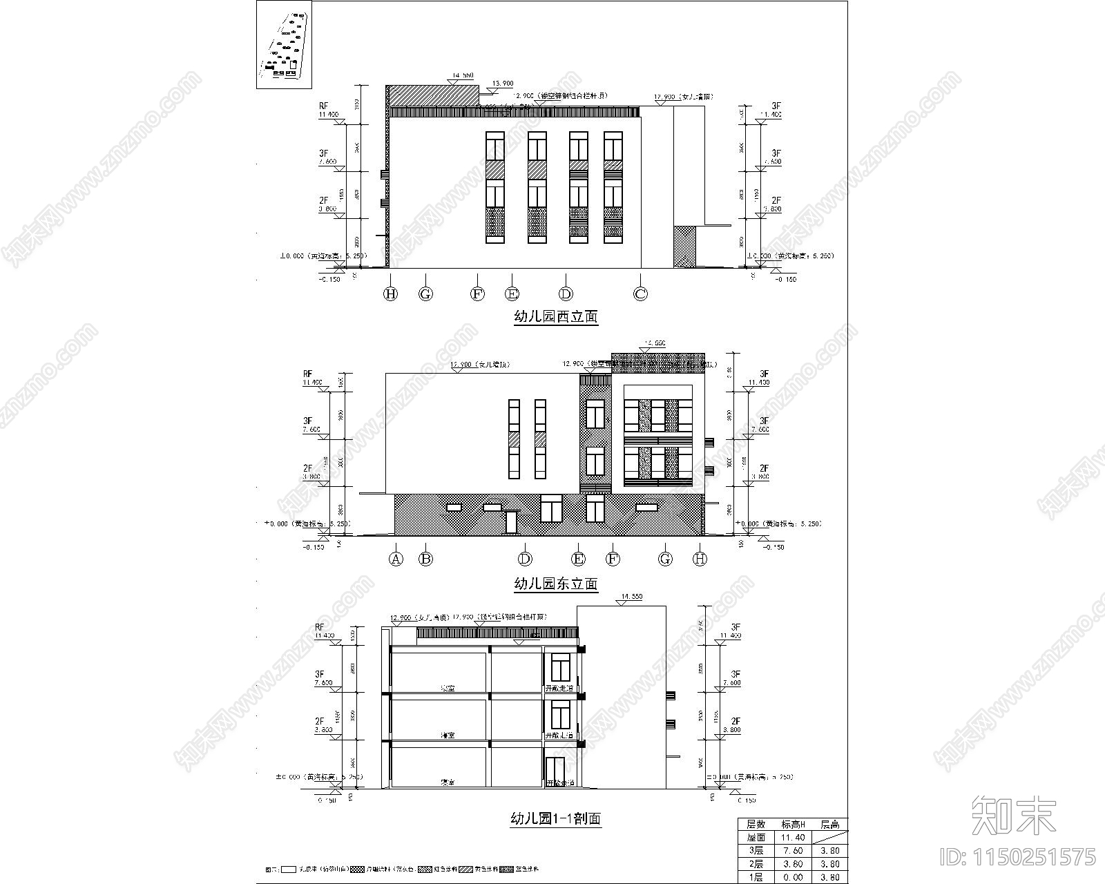 现代9班幼儿园建筑cad施工图下载【ID:1150251575】