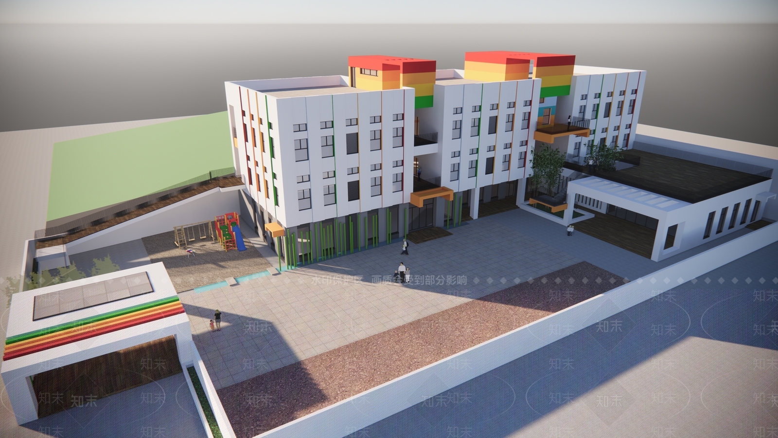 现代幼儿园建筑SU模型下载【ID:1150252659】