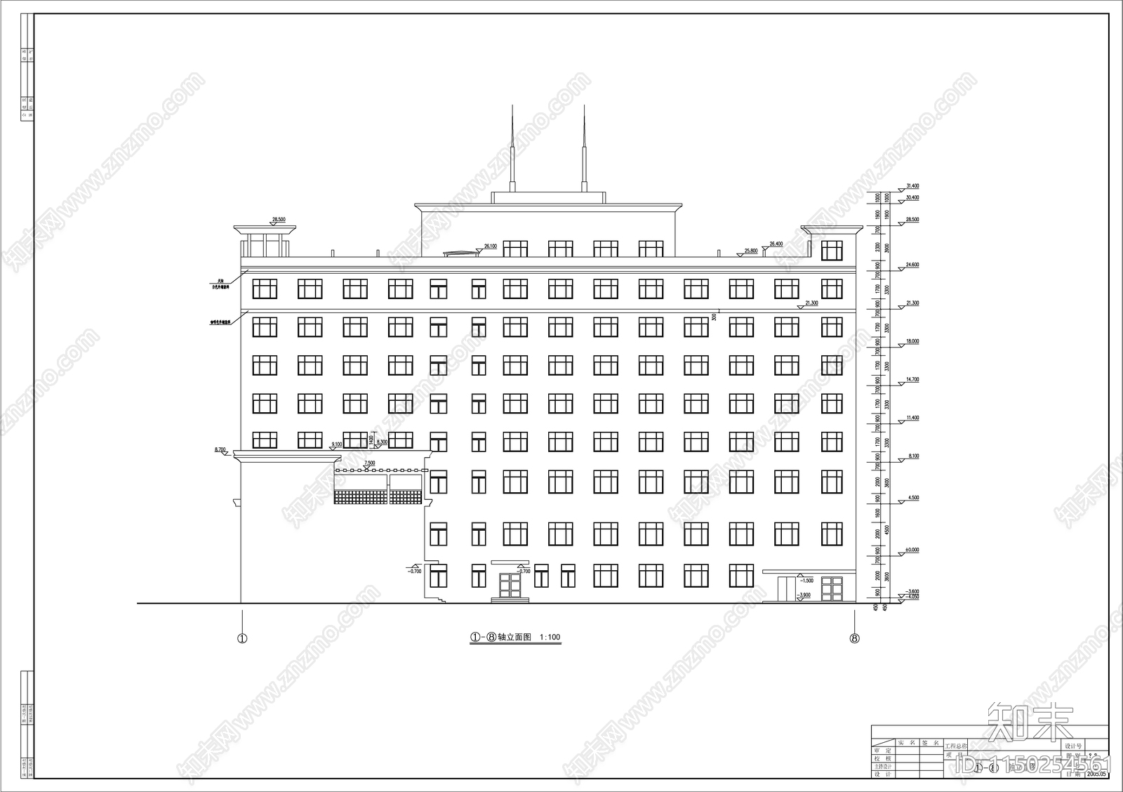 办公综合楼建筑cad施工图下载【ID:1150254561】