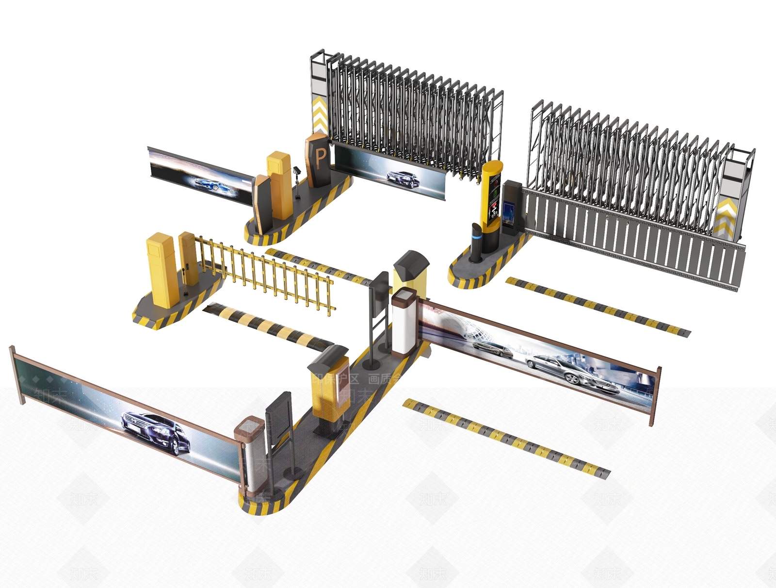 道闸栏杆SU模型下载【ID:1150256816】