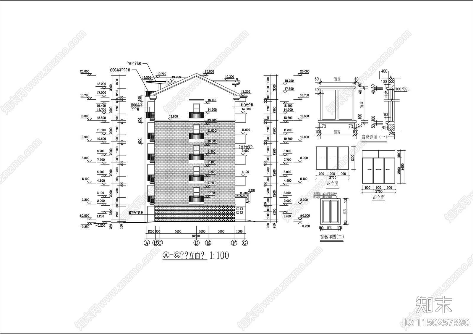 花园小区住宅楼建筑cad施工图下载【ID:1150257390】
