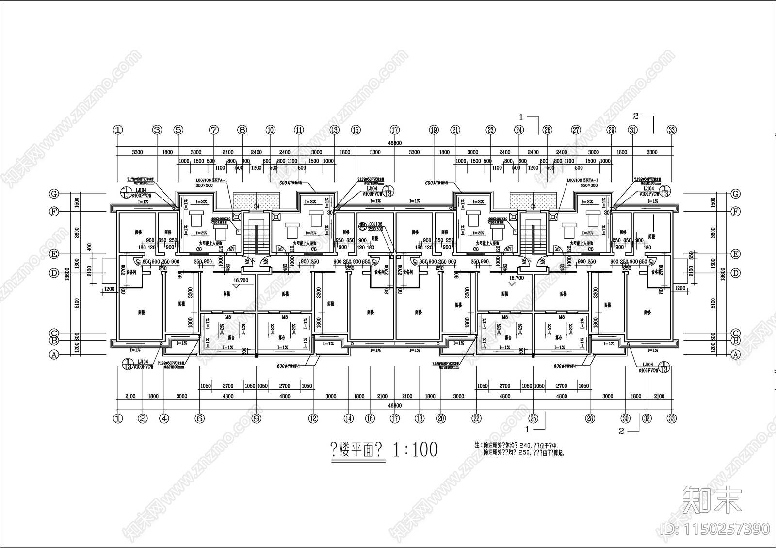 花园小区住宅楼建筑cad施工图下载【ID:1150257390】