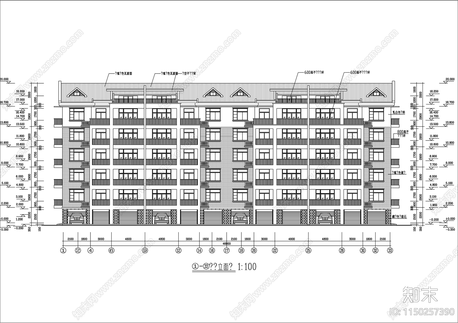 花园小区住宅楼建筑cad施工图下载【ID:1150257390】