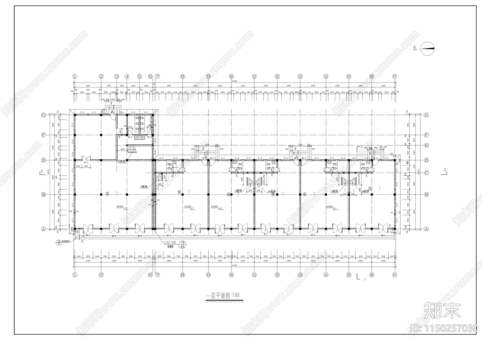 商业街建筑cad施工图下载【ID:1150257030】