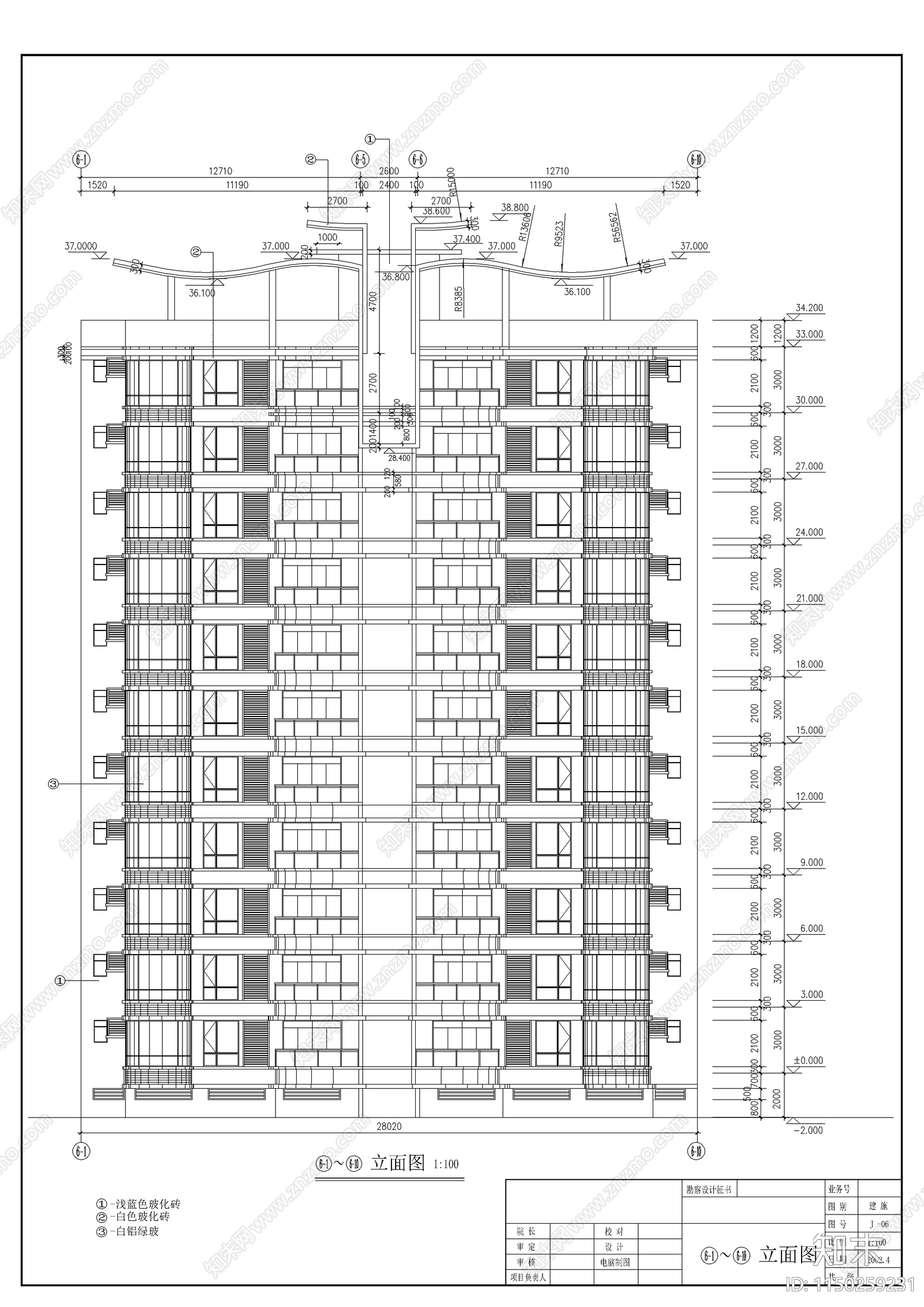 十二层住宅楼建筑cad施工图下载【ID:1150259231】