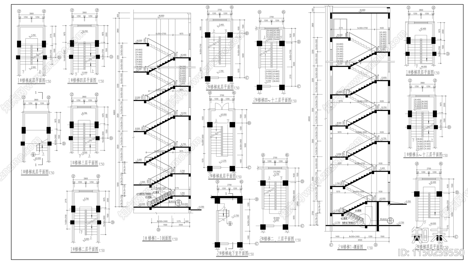 十三层商业综合体建筑cad施工图下载【ID:1150259550】