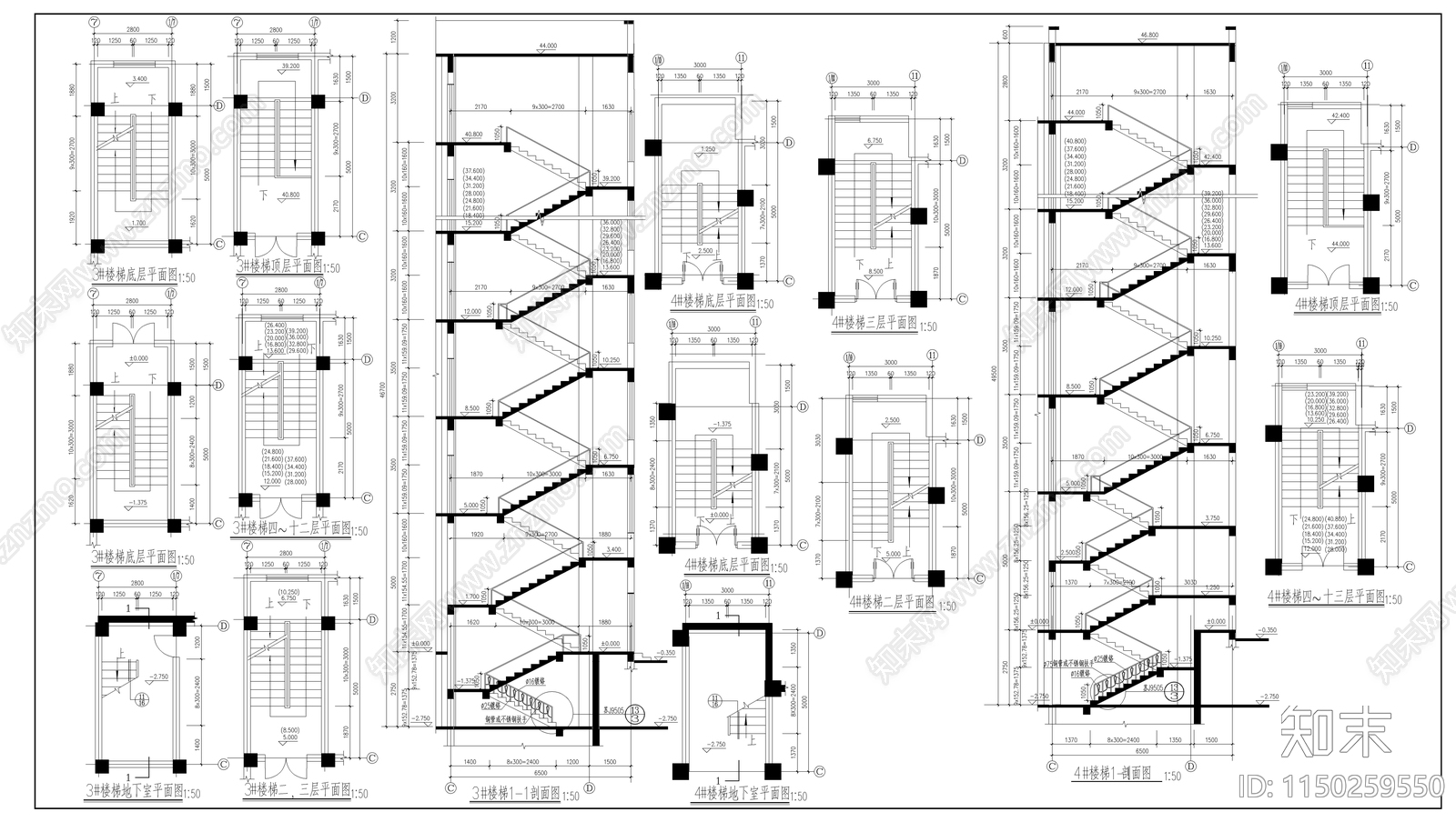 十三层商业综合体建筑cad施工图下载【ID:1150259550】