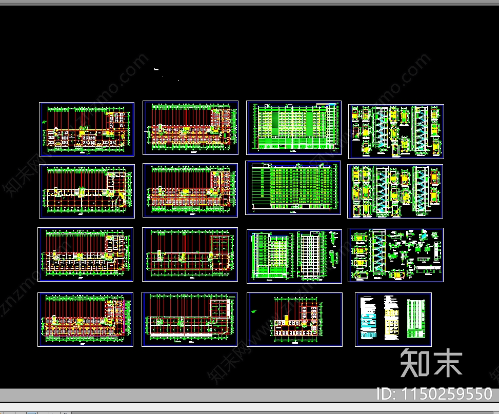 十三层商业综合体建筑cad施工图下载【ID:1150259550】