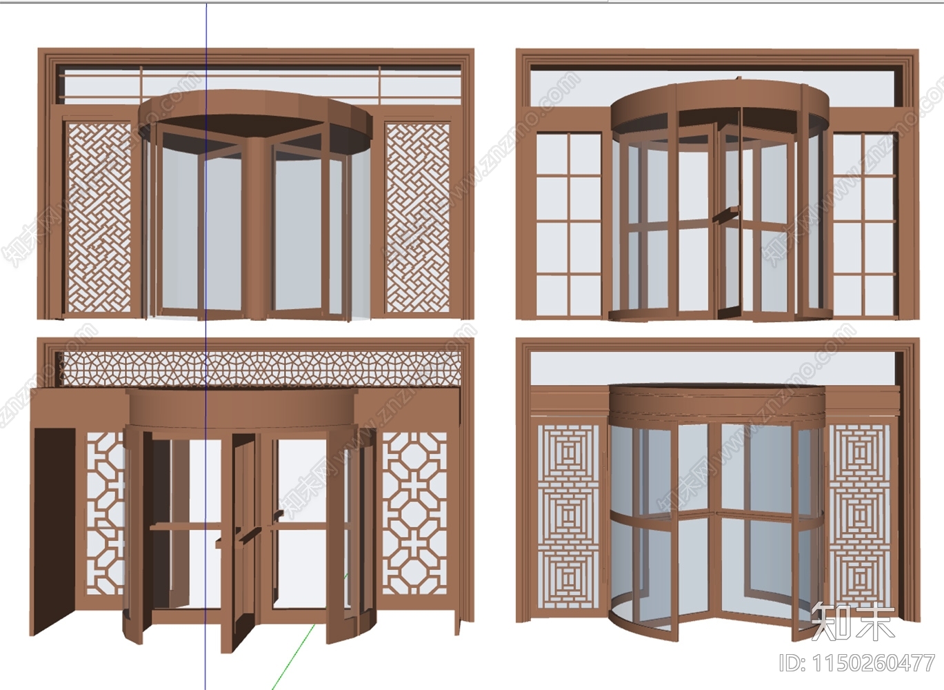 新中式酒店旋转门SU模型下载【ID:1150260477】