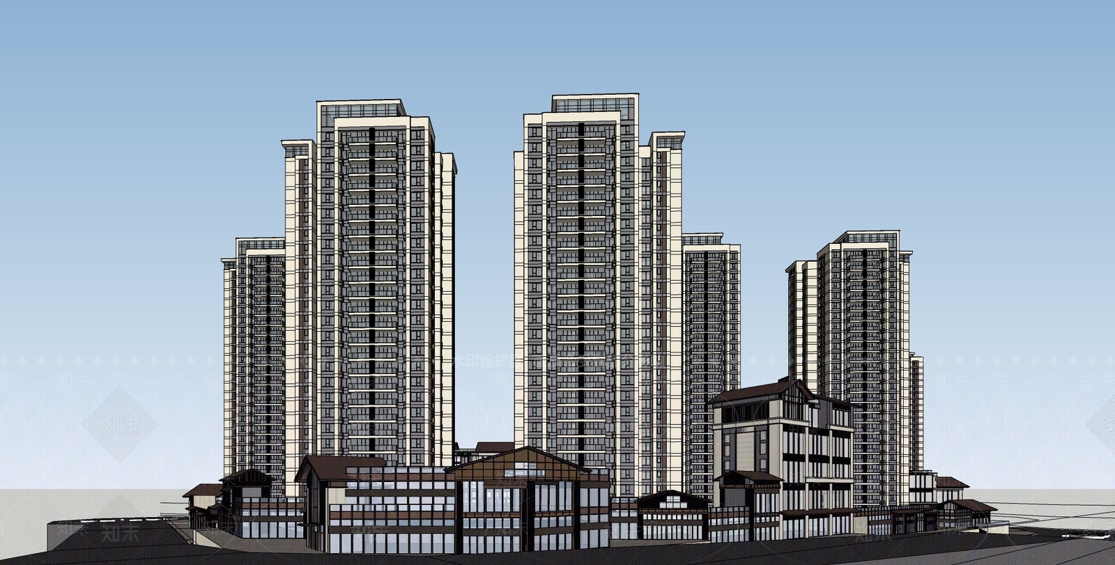 现代多层商业SU模型下载【ID:1150618052】