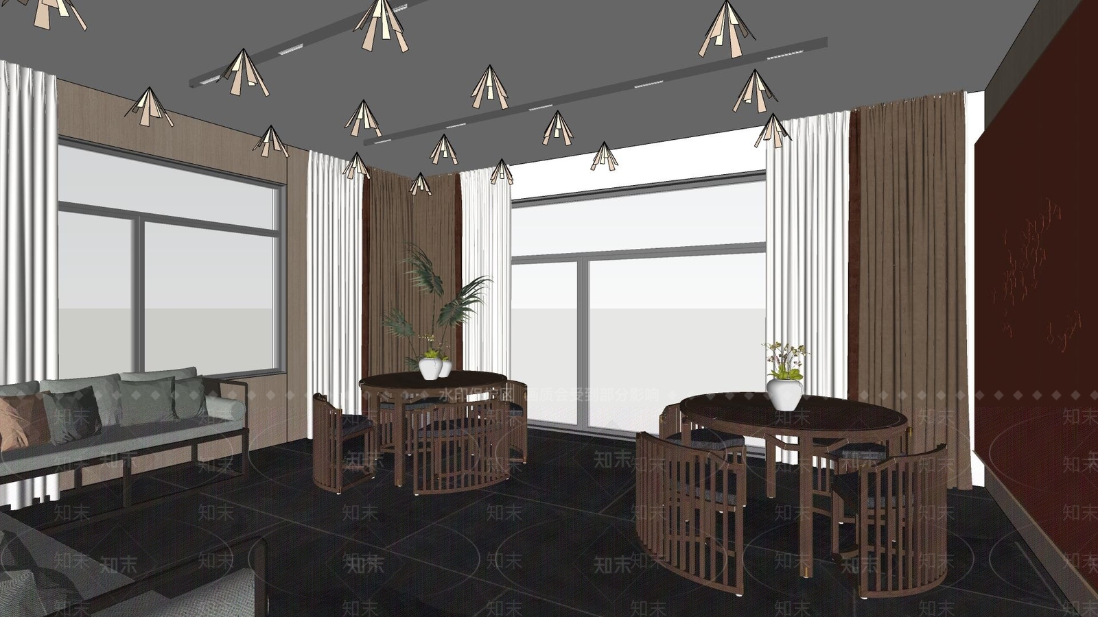 新中式茶室SU模型下载【ID:1150263998】