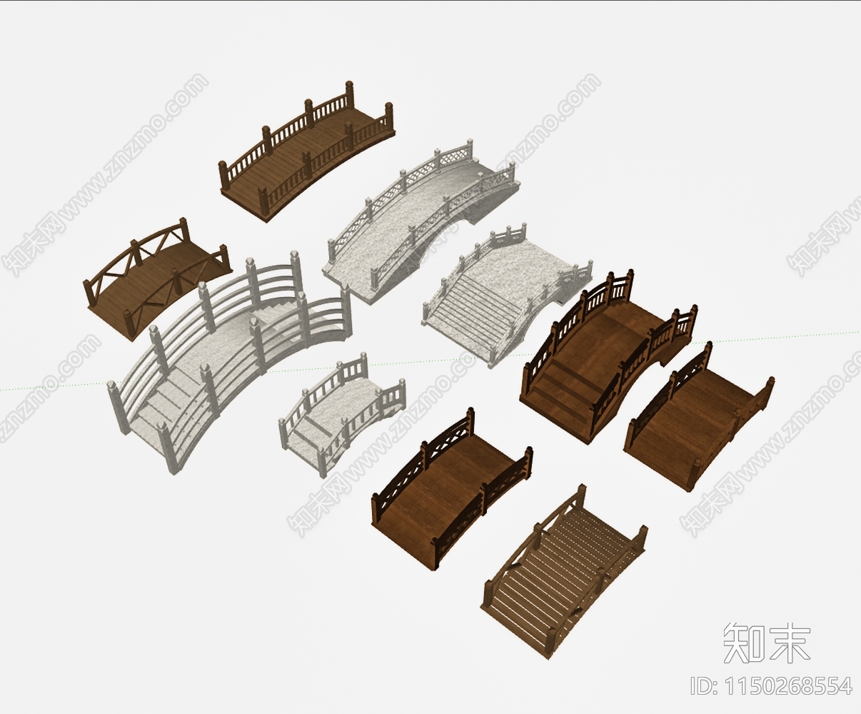 中式景观桥SU模型下载【ID:1150268554】