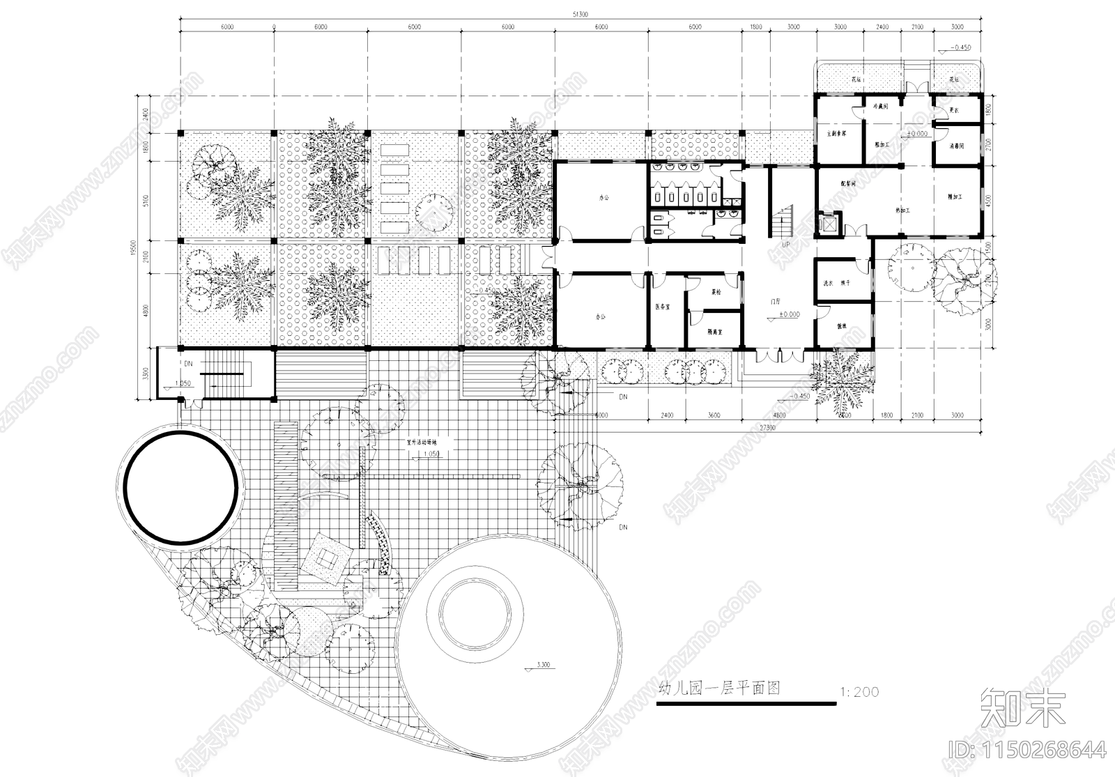 现代杭州钱江城住宅小区幼儿园建筑cad施工图下载【ID:1150268644】