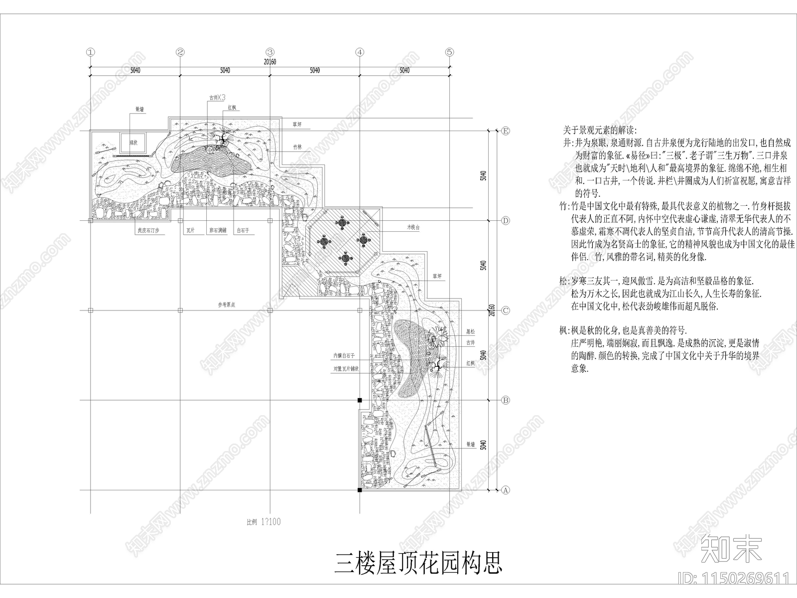 商住楼屋顶花园设计cad施工图下载【ID:1150269611】