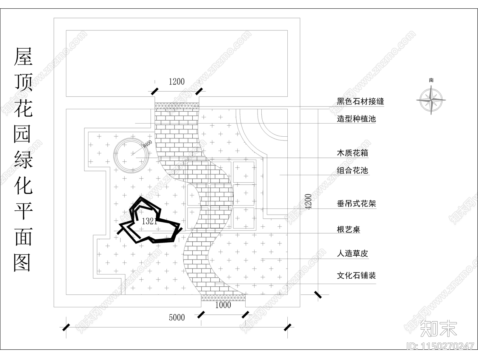 商住楼屋顶花园设计cad施工图下载【ID:1150270247】