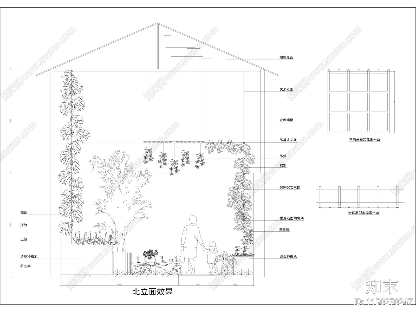 商住楼屋顶花园设计cad施工图下载【ID:1150270247】