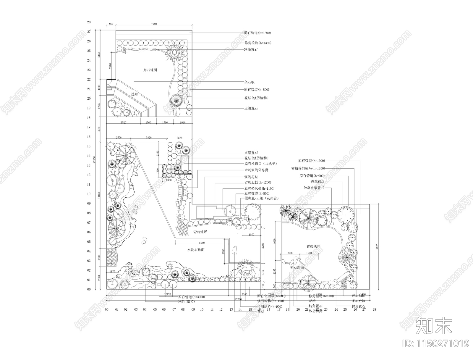 商住楼屋顶花园设计cad施工图下载【ID:1150271019】