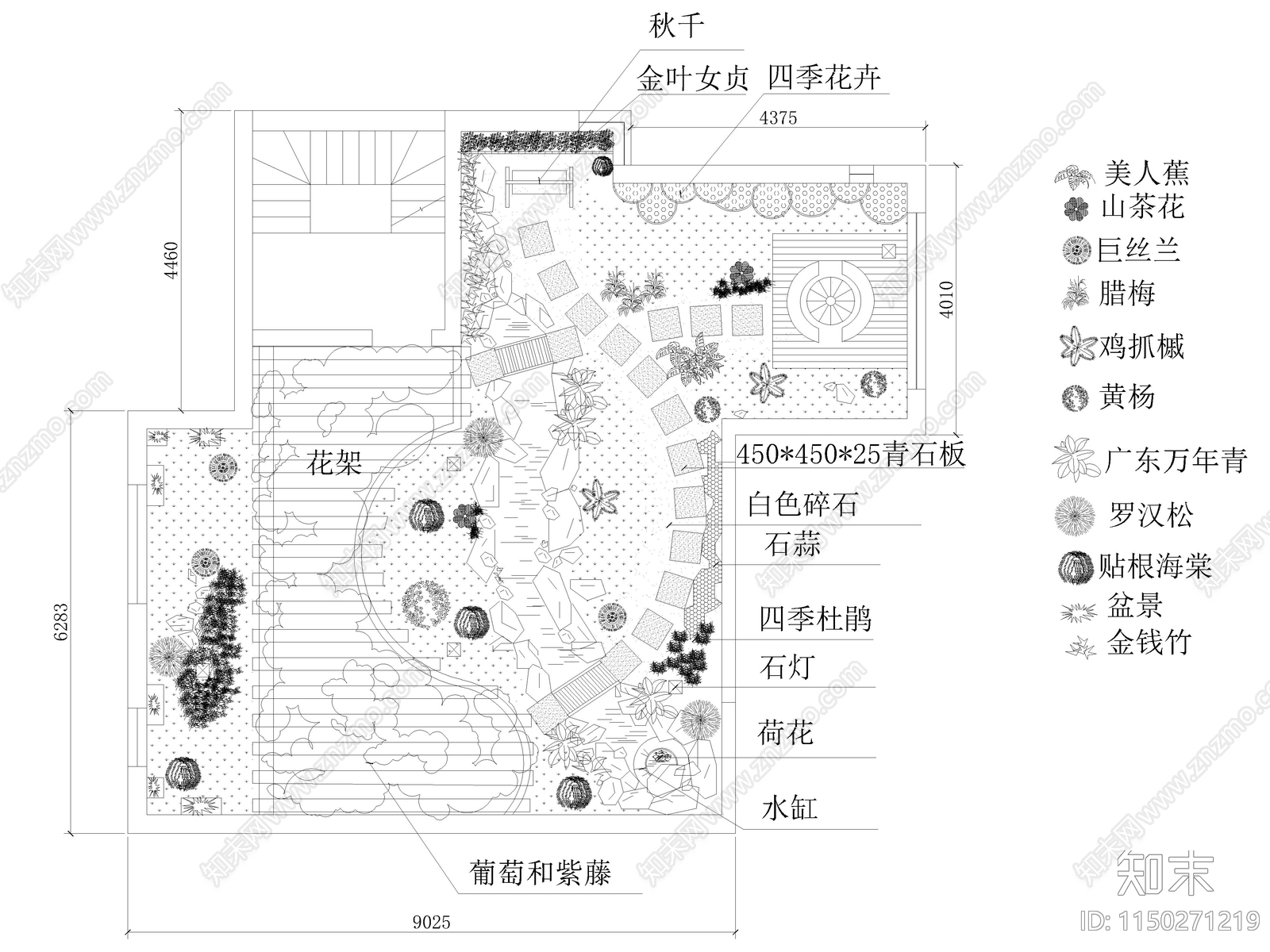 商住楼屋顶花园设计cad施工图下载【ID:1150271219】