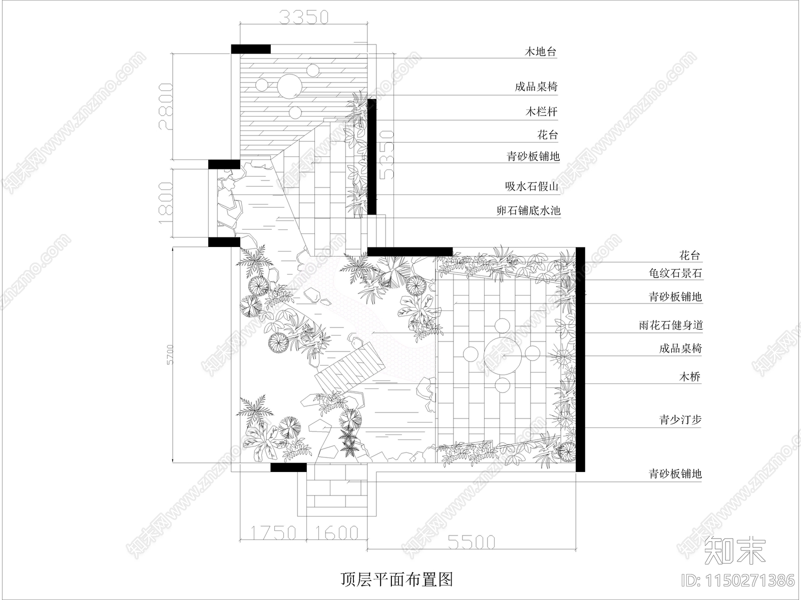 商住楼屋顶花园设计施工图下载【ID:1150271386】