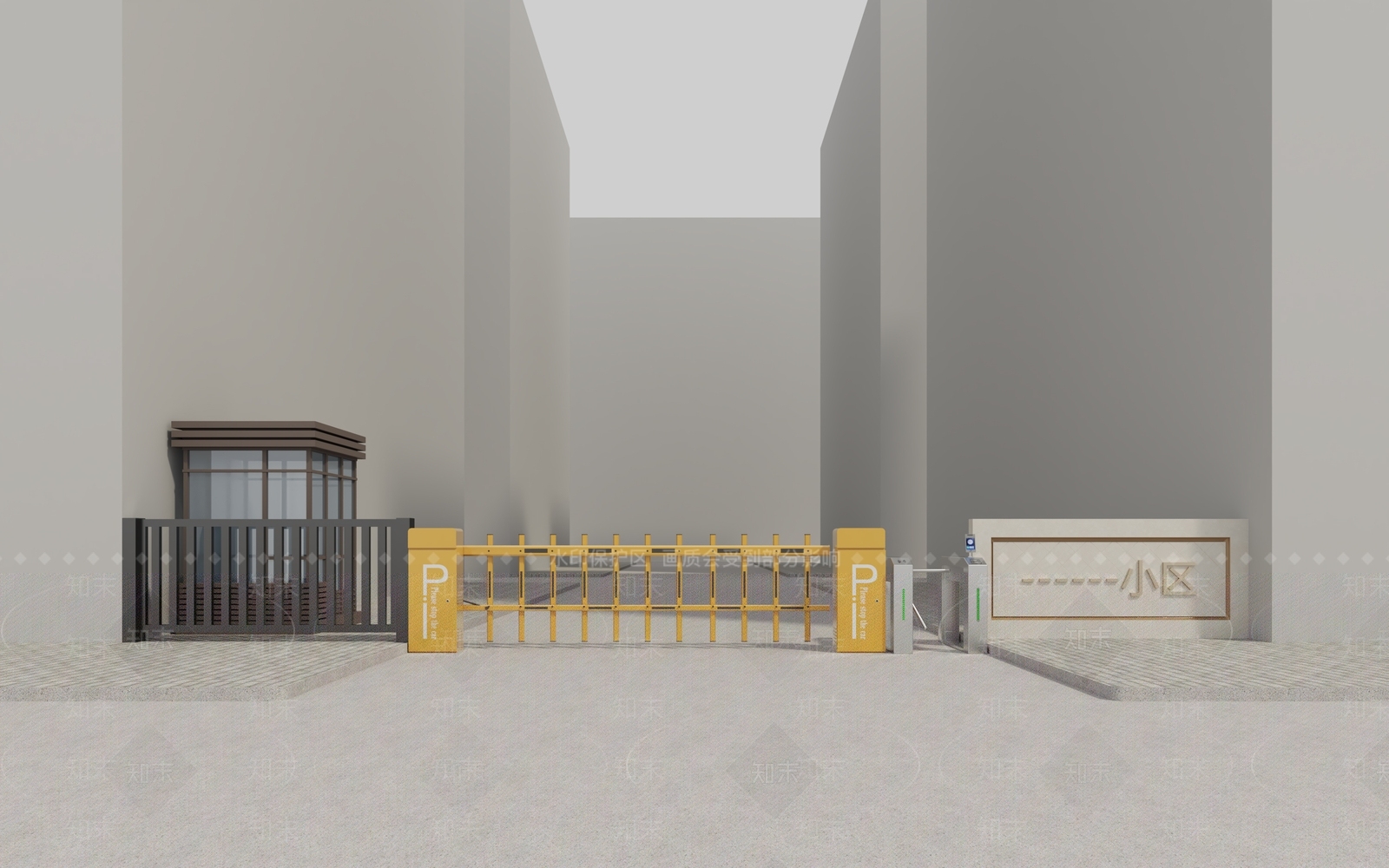 现代小区入口大门3D模型下载【ID:1150271430】