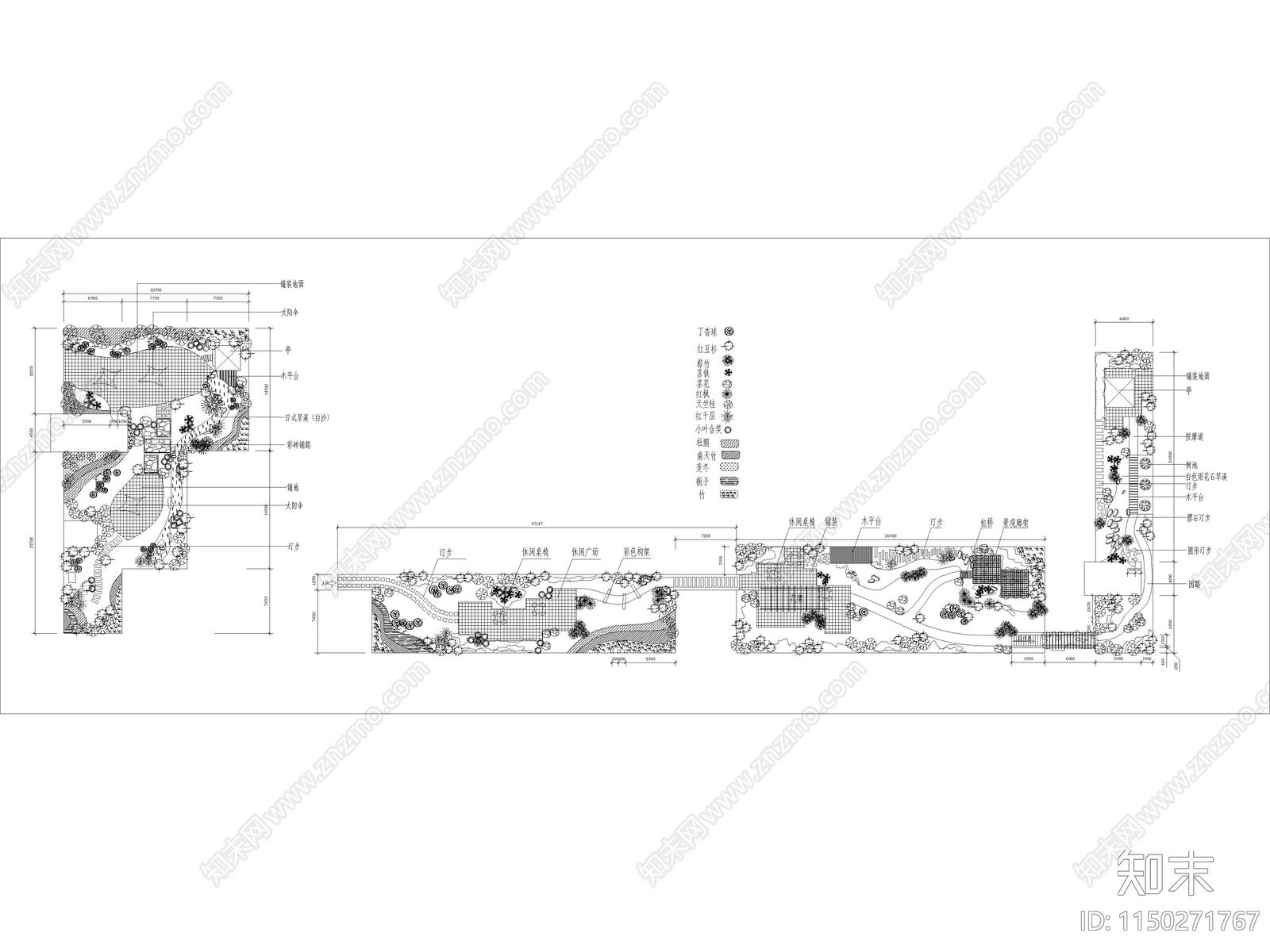 商住楼屋顶花园设计cad施工图下载【ID:1150271767】