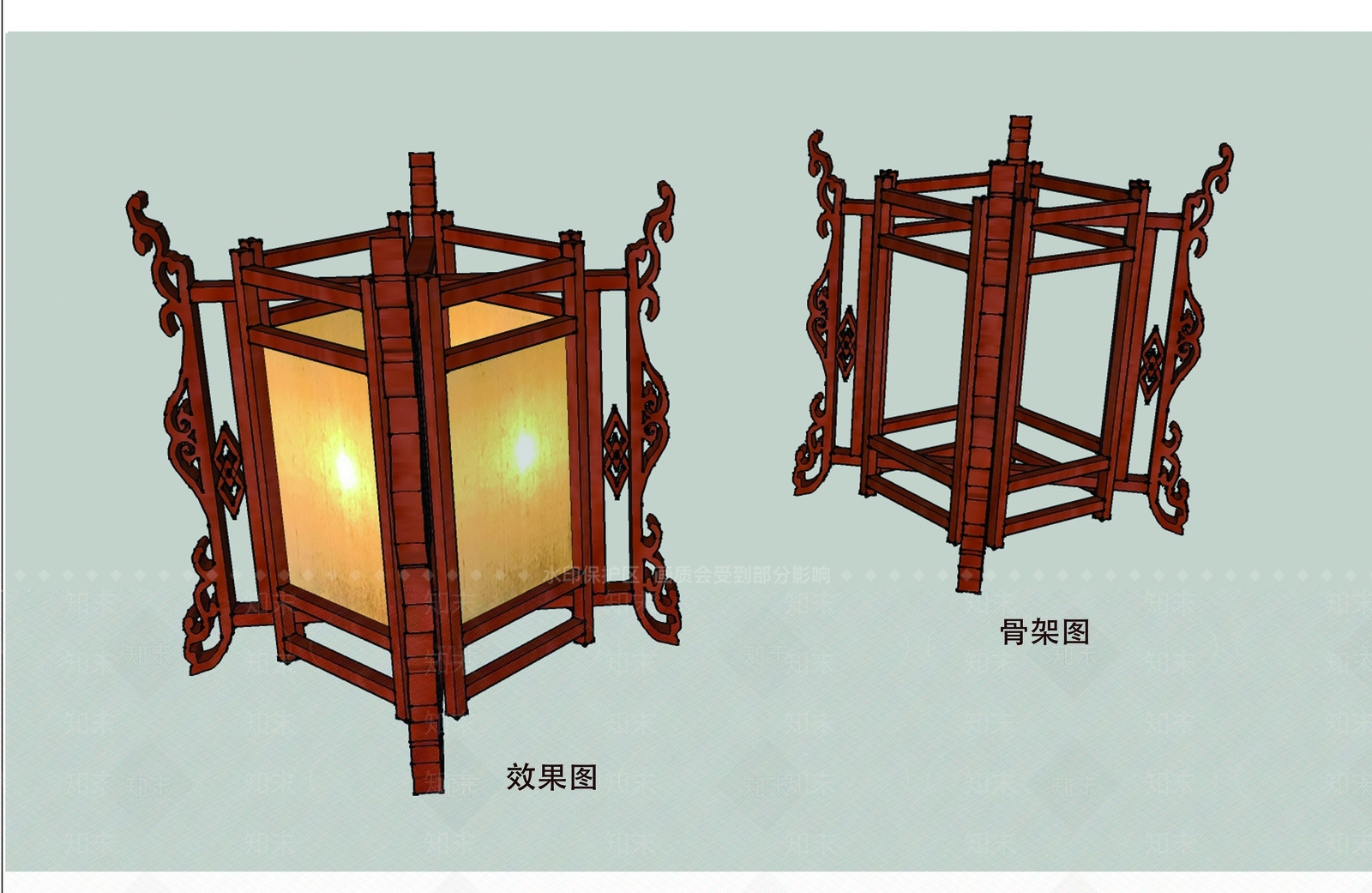 中式古代宫灯SU模型下载【ID:1150273819】