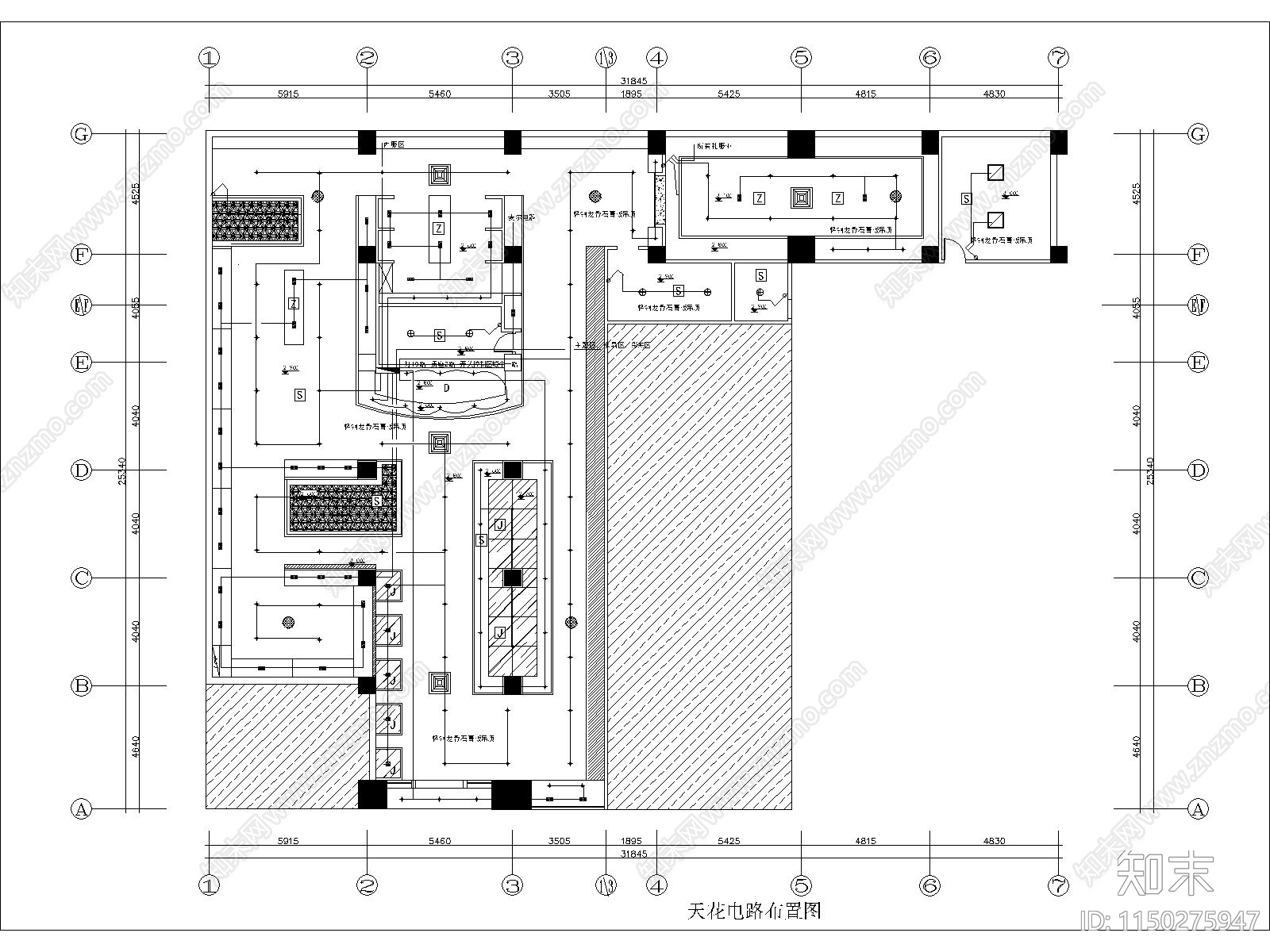 450平婚纱店cad施工图下载【ID:1150275947】