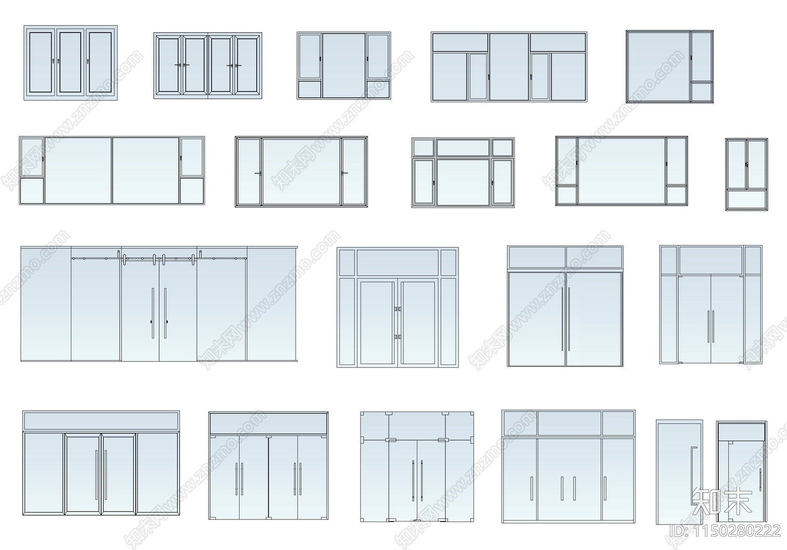 玻璃门窗组合施工图下载【ID:1150280222】