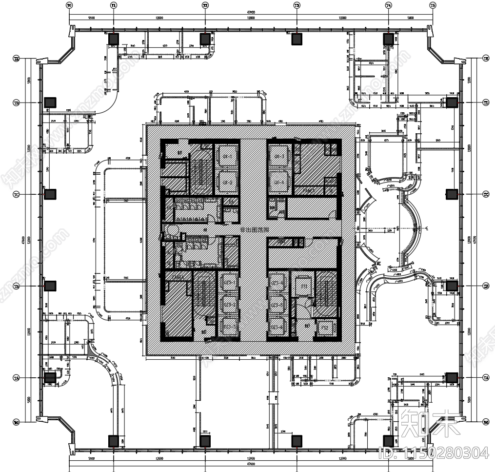 星杨西岸中心38层办公室cad施工图下载【ID:1150280304】