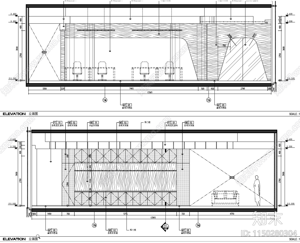 星杨西岸中心38层办公室cad施工图下载【ID:1150280304】
