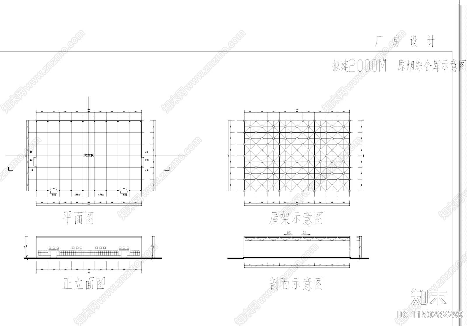 原烟综合库精选车间厂房工业建筑cad施工图下载【ID:1150282299】