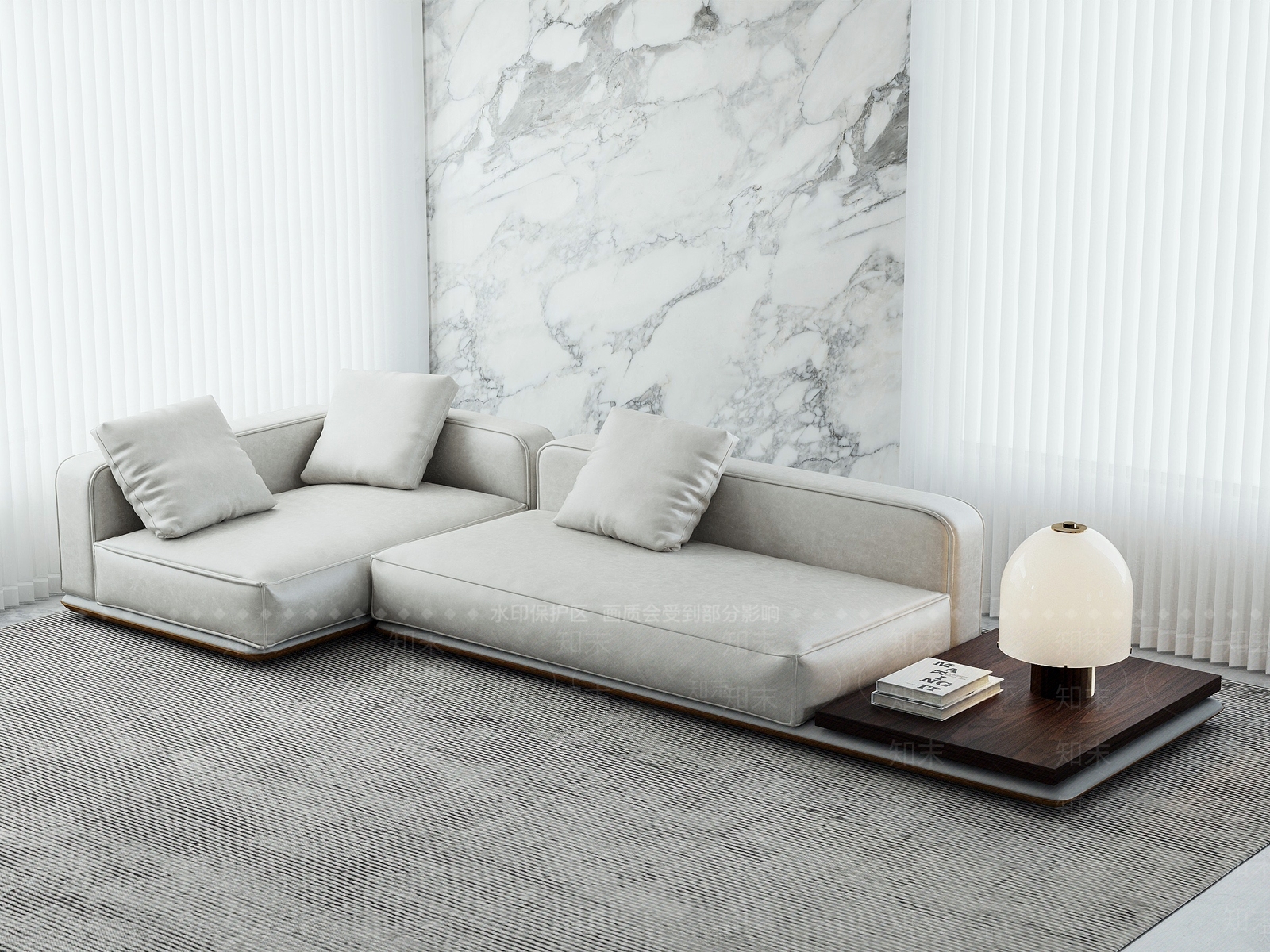 现代皮革多人沙发3D模型下载【ID:1150282483】