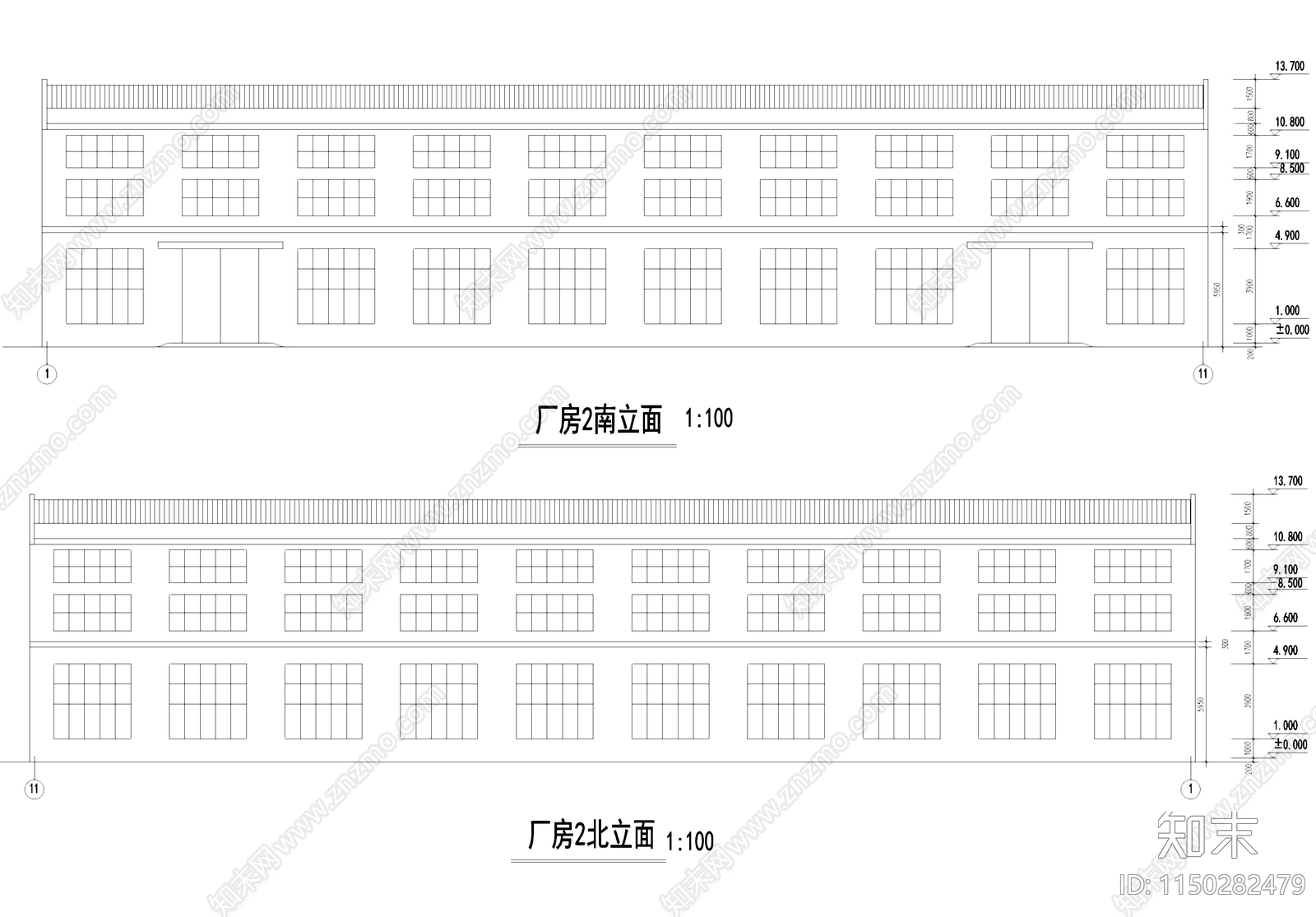 单层厂房车间工业建筑cad施工图下载【ID:1150282479】