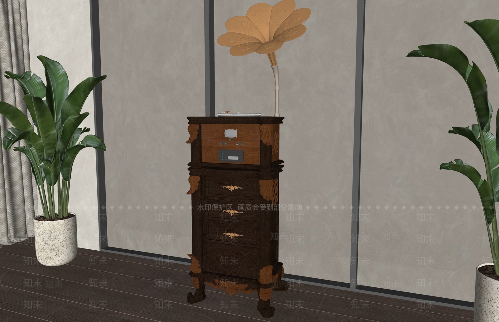 美式留声机柜SU模型下载【ID:1150282690】