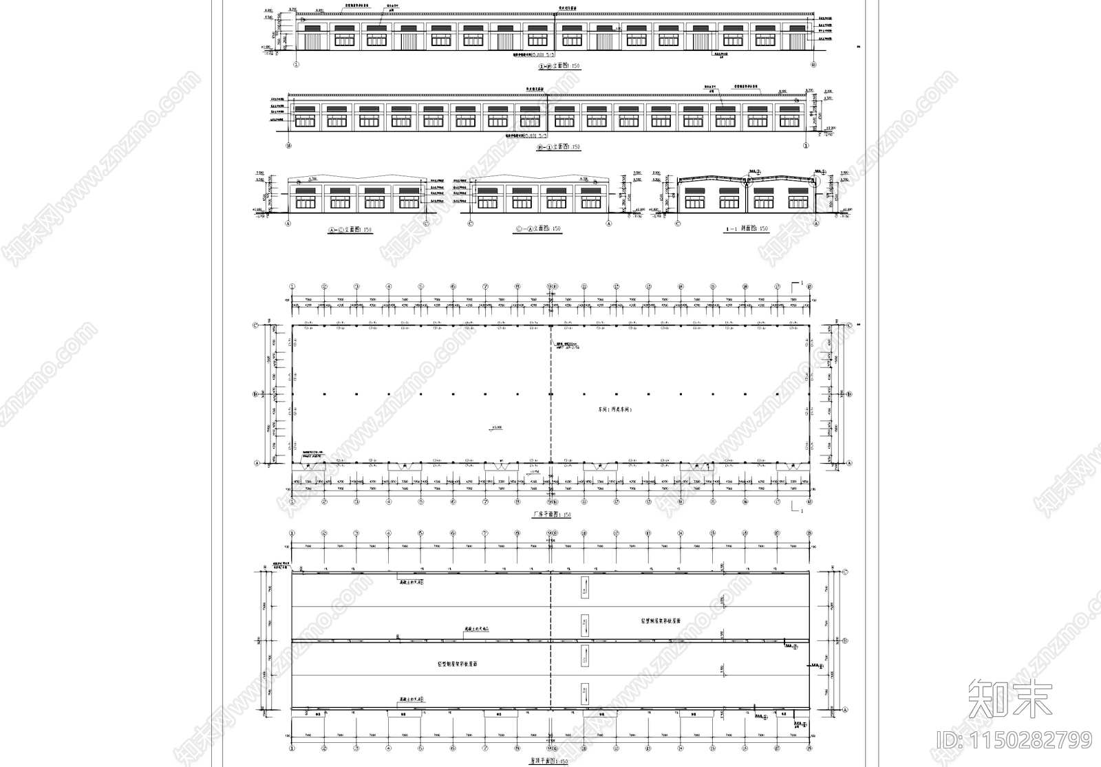 丙类车间厂房工业建筑cad施工图下载【ID:1150282799】